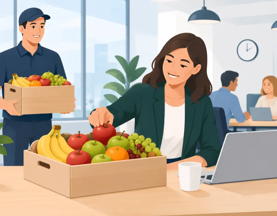 Kontorfrugt levering, der passer til arbejdsdagen